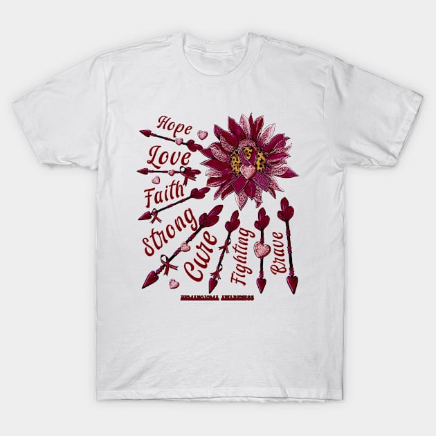 Hemangioma Awareness - Sunflower leopard faith love fight T-Shirt by Glyndaking568